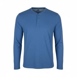 Weatherproof Men's XL Henley‎ Shirt Blue Long Sleeve Cotton Poly Soft Stretch